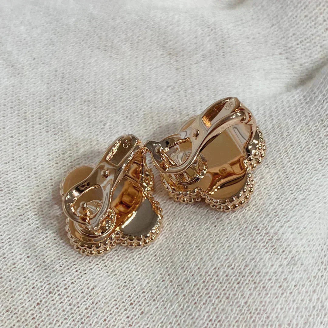 [Vellora Opalyn]CLOVER MEDIUM 1 MOTIFS CARNELIAN  DIAMOND earrings