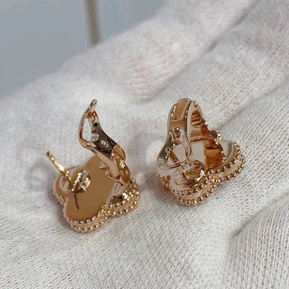 [Vellora Opalyn]CLOVER MEDIUM 1 MOTIFS CARNELIAN  DIAMOND earrings