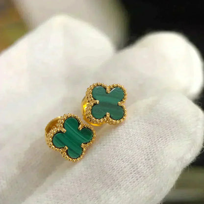 [Vellora Opalyn]CLOVER MINI 9.5MM MALACHITE  EARRINGS