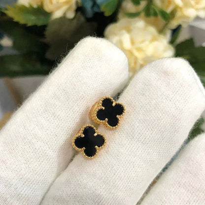 [Vellora Opalyn]CLOVER MINI 9.5MM BLACK MOP EARRINGS