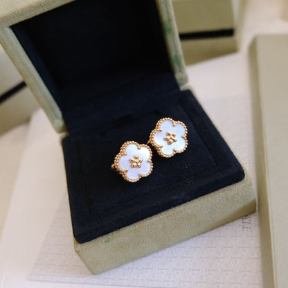 [Vellora Opalyn]LUCKY PINK GOLD WHITE MOP EARRINGS
