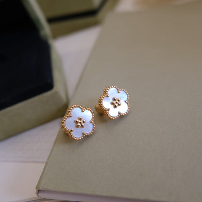 [Vellora Opalyn]LUCKY PINK GOLD WHITE MOP EARRINGS