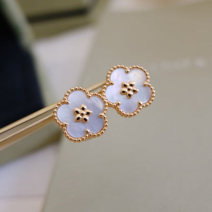[Vellora Opalyn]LUCKY PINK GOLD WHITE MOP EARRINGS
