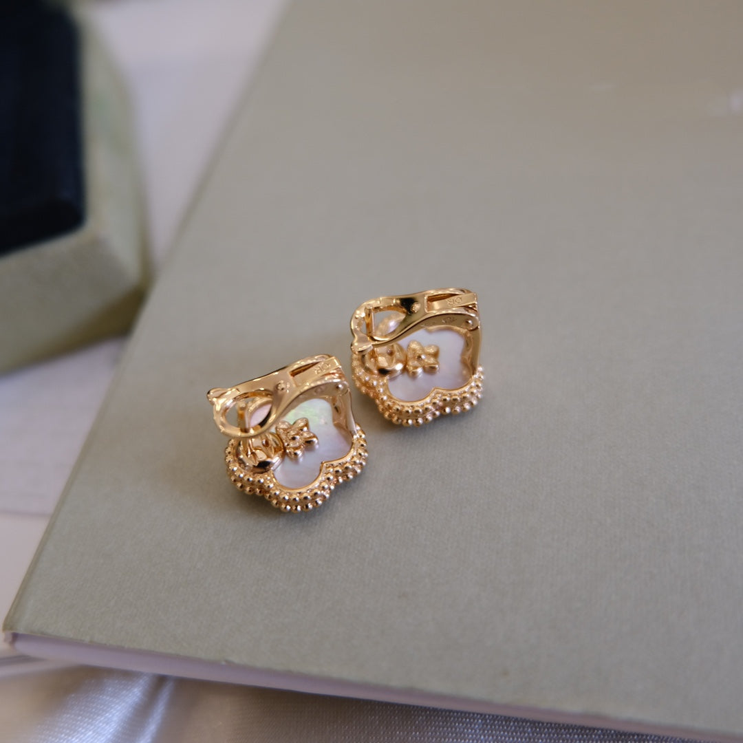 [Vellora Opalyn]LUCKY PINK GOLD WHITE MOP EARRINGS