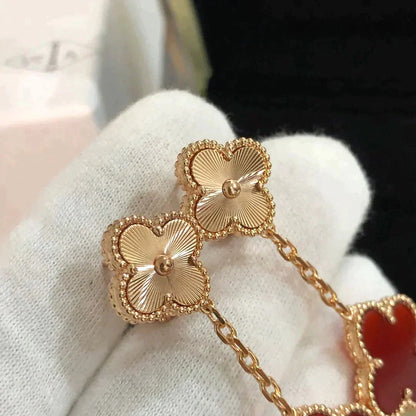 [Vellora Opalyn]CLOVER 2 MOTIF  LASER CARNELIAN EARRINGS