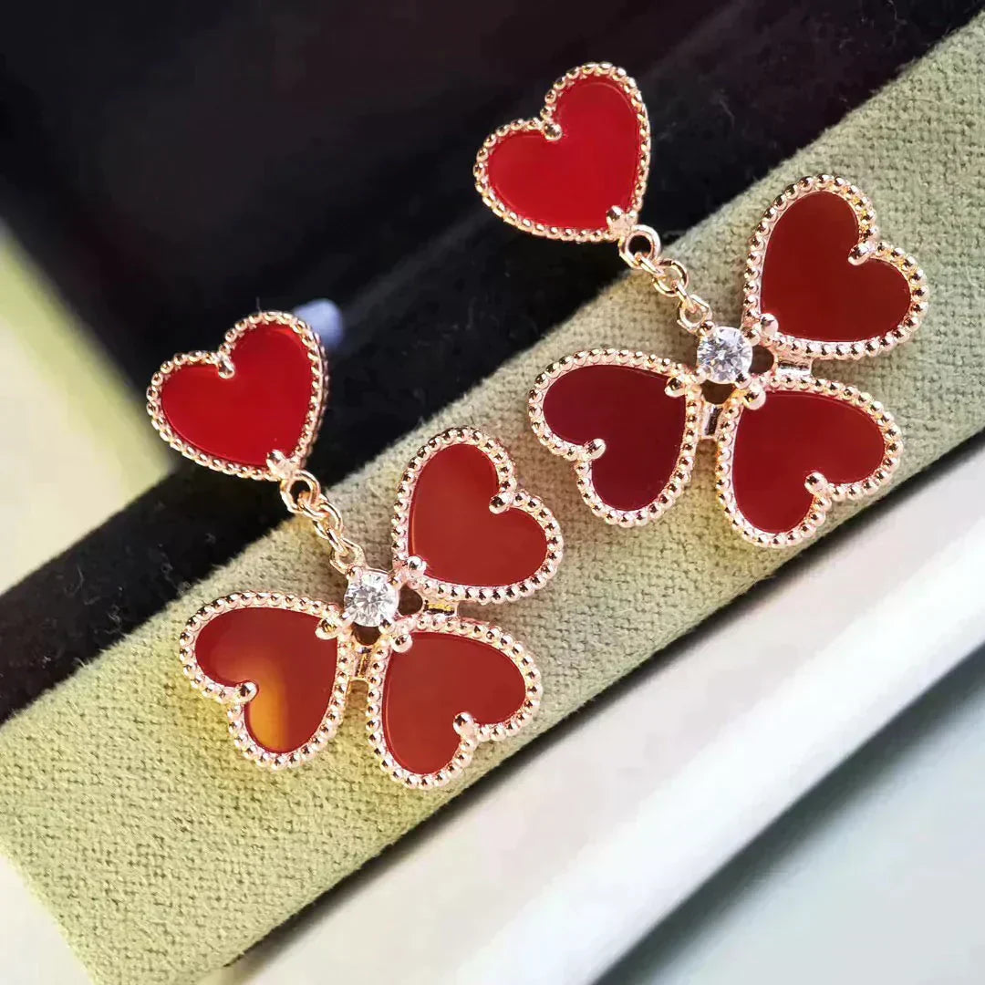 [Vellora Opalyn]SWEET CLOVER CARNELIAN EARRINGS
