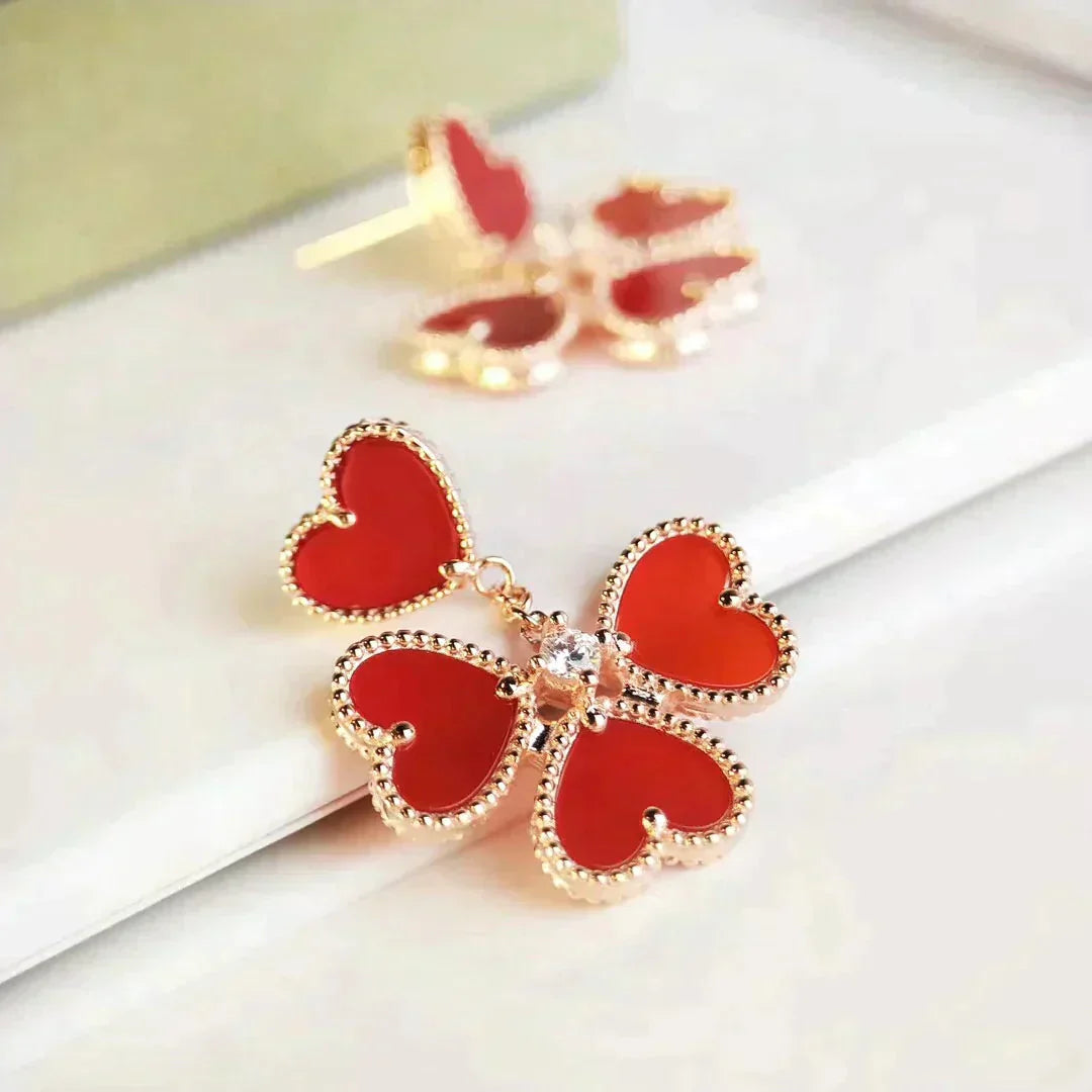 [Vellora Opalyn]SWEET CLOVER CARNELIAN EARRINGS