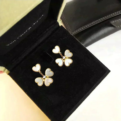 [Vellora Opalyn]CLOVER SWEET WHITE MOP EARRINGS