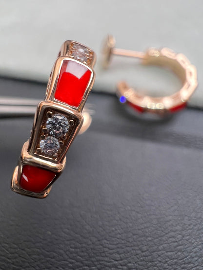 [Vellora Opalyn]SERPENTI CARNELIAN PINK GOLD EARRINGS