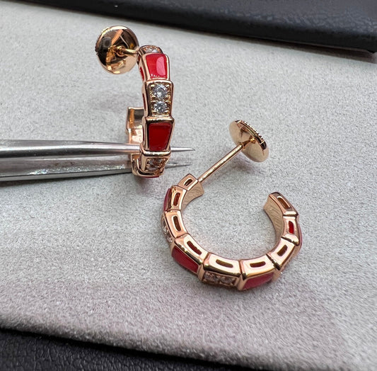 [Vellora Opalyn]SERPENTI CARNELIAN PINK GOLD EARRINGS