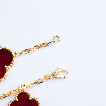 [Vellora Opalyn]CLOVER BRACELET 5 MOTIFS CARNELIAN TIGER EYE