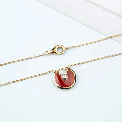 [Vellora Opalyn]AMULETTE GOLD CARNELIAN ONYX NECKLACE