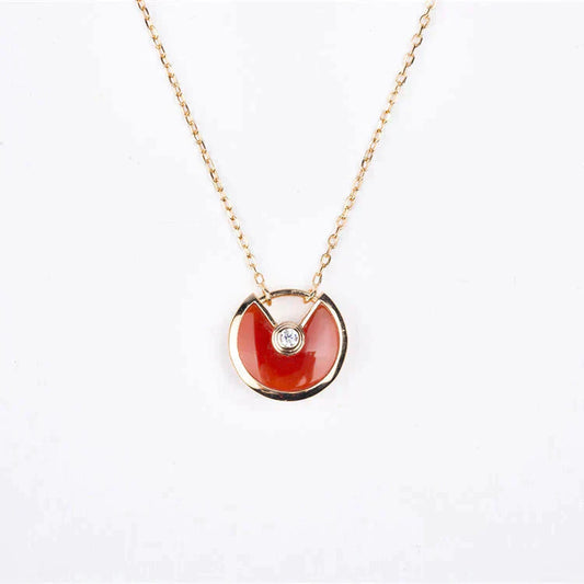 [Vellora Opalyn]AMULETTE GOLD CARNELIAN ONYX NECKLACE