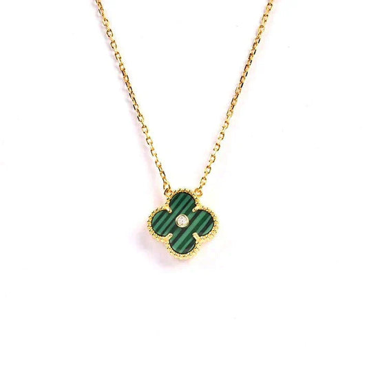 [Vellora Opalyn]CLOVER 15MM DIAMOND TURQUOISE NECKLACE
