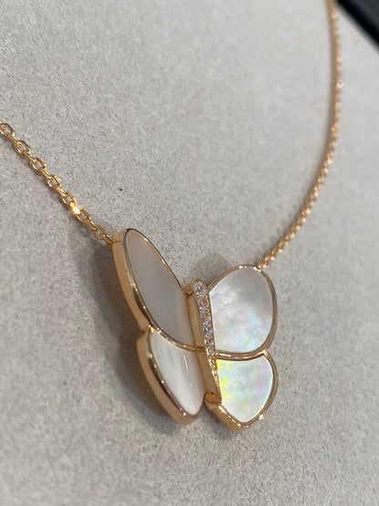 [Vellora Opalyn]BUTTERFLY GOLD MOP DIAMOND NECKLACE