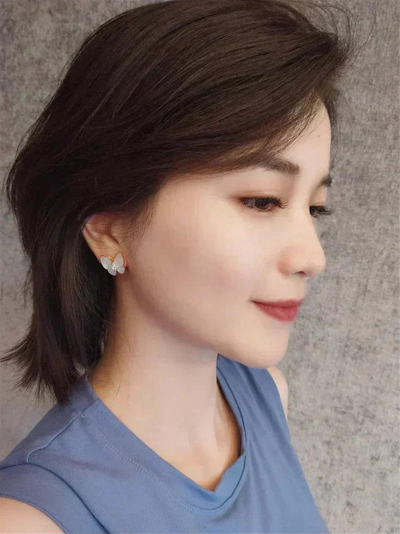 [Vellora Opalyn]BUTTERFLY MOP DIAMOND EARRINGS