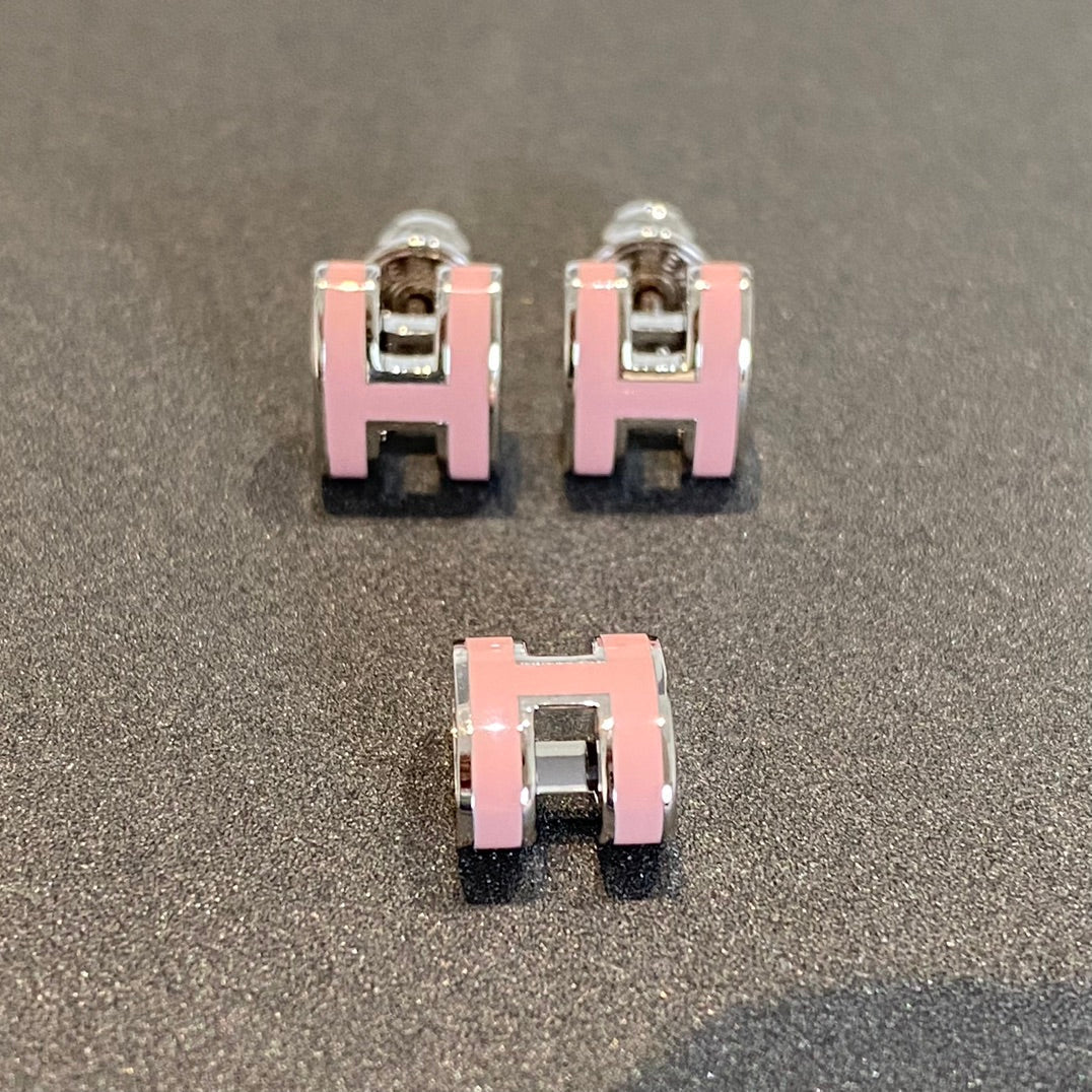 [Vellora Opalyn]MINI POP H SILVER EARRINGS PINK