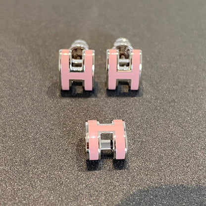 [Vellora Opalyn]MINI POP H SILVER EARRINGS PINK