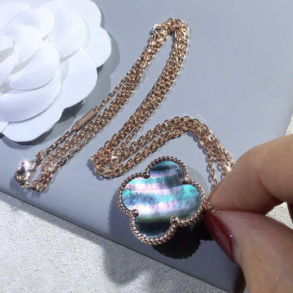 [Vellora Opalyn]CLOVER 25MM GOLD DARK MOP BIG CLOVER NECKLACE