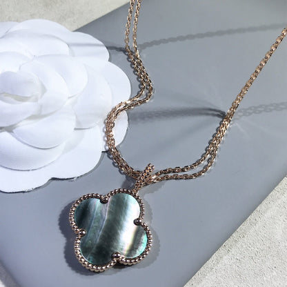 [Vellora Opalyn]CLOVER 25MM GOLD DARK MOP BIG CLOVER NECKLACE