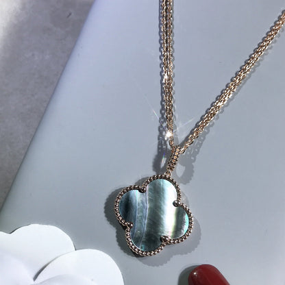 [Vellora Opalyn]CLOVER 25MM GOLD DARK MOP BIG CLOVER NECKLACE