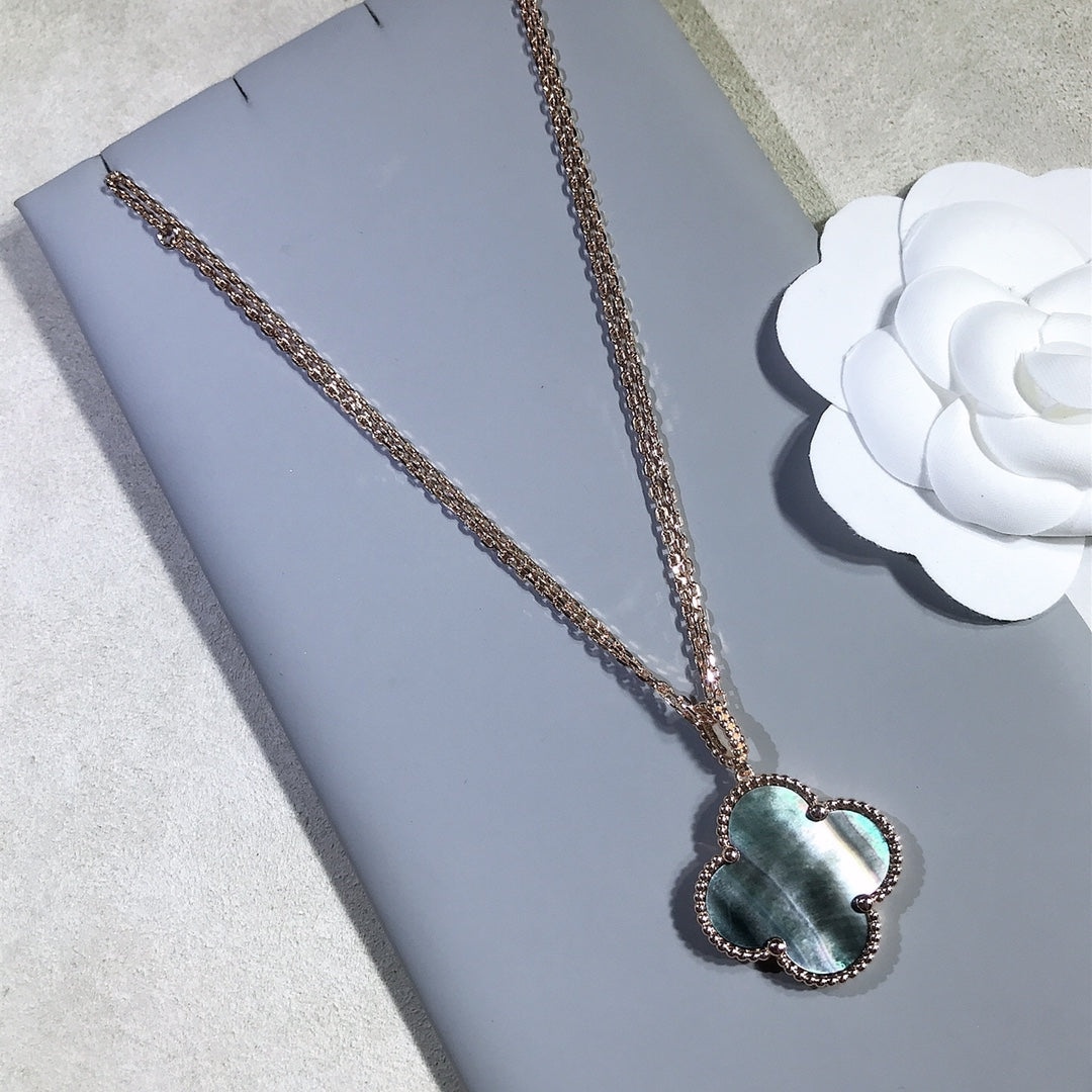 [Vellora Opalyn]CLOVER 25MM GOLD DARK MOP BIG CLOVER NECKLACE