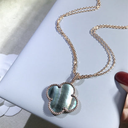 [Vellora Opalyn]CLOVER 25MM GOLD DARK MOP BIG CLOVER NECKLACE
