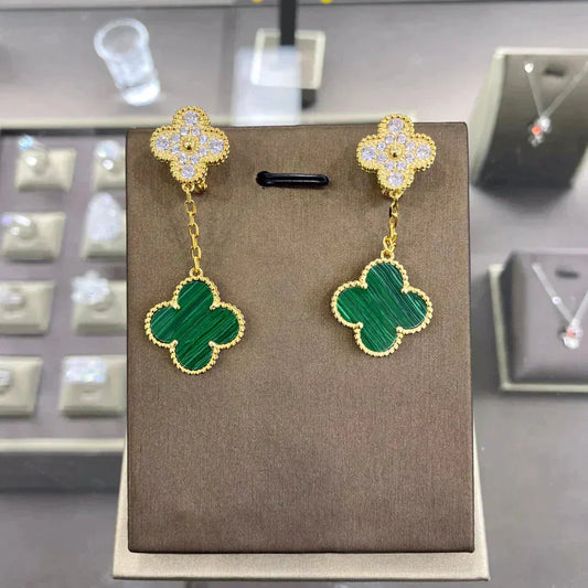 [Vellora Opalyn]CLOVER  2 MOTIFS  DIAMOND  EARRINGS (MULTIPLE CHOICESç´