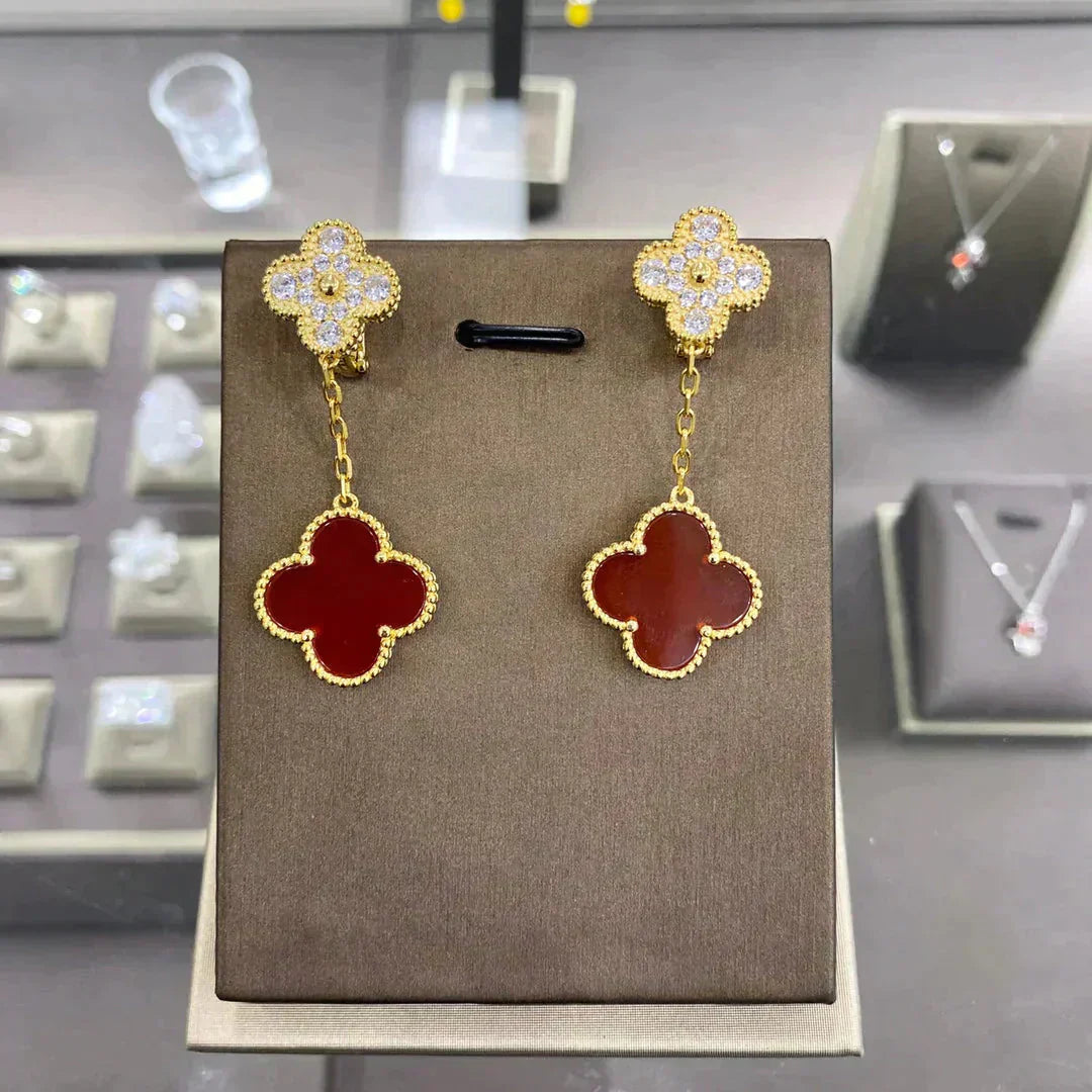 [Vellora Opalyn]CLOVER  2 MOTIFS  DIAMOND  EARRINGS (MULTIPLE CHOICESç´
