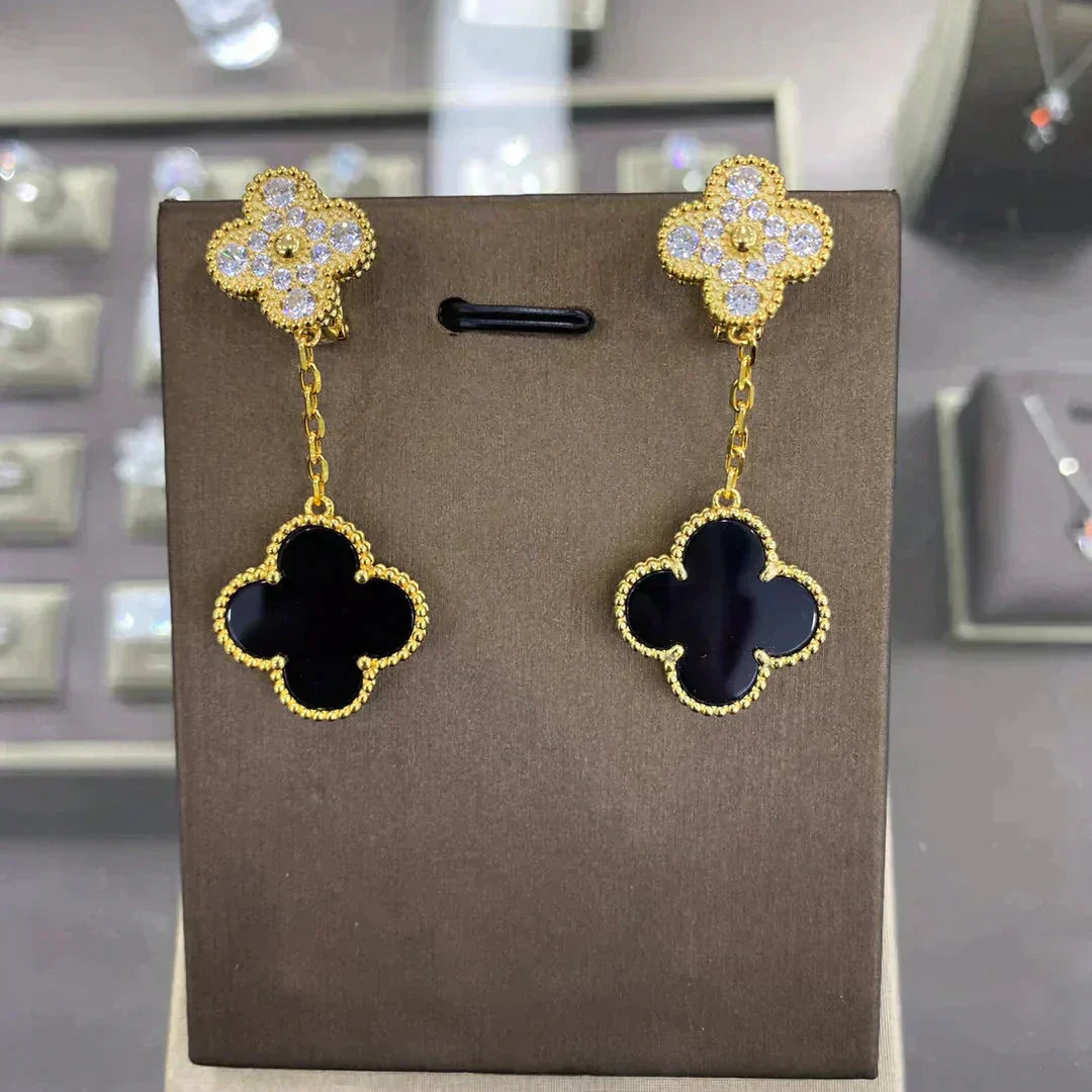 [Vellora Opalyn]CLOVER  2 MOTIFS  DIAMOND  EARRINGS (MULTIPLE CHOICESç´