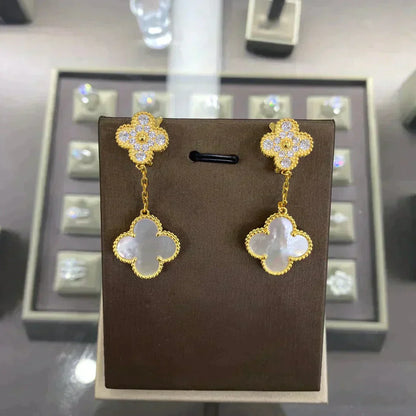 [Vellora Opalyn]CLOVER  2 MOTIFS  DIAMOND  EARRINGS (MULTIPLE CHOICESç´