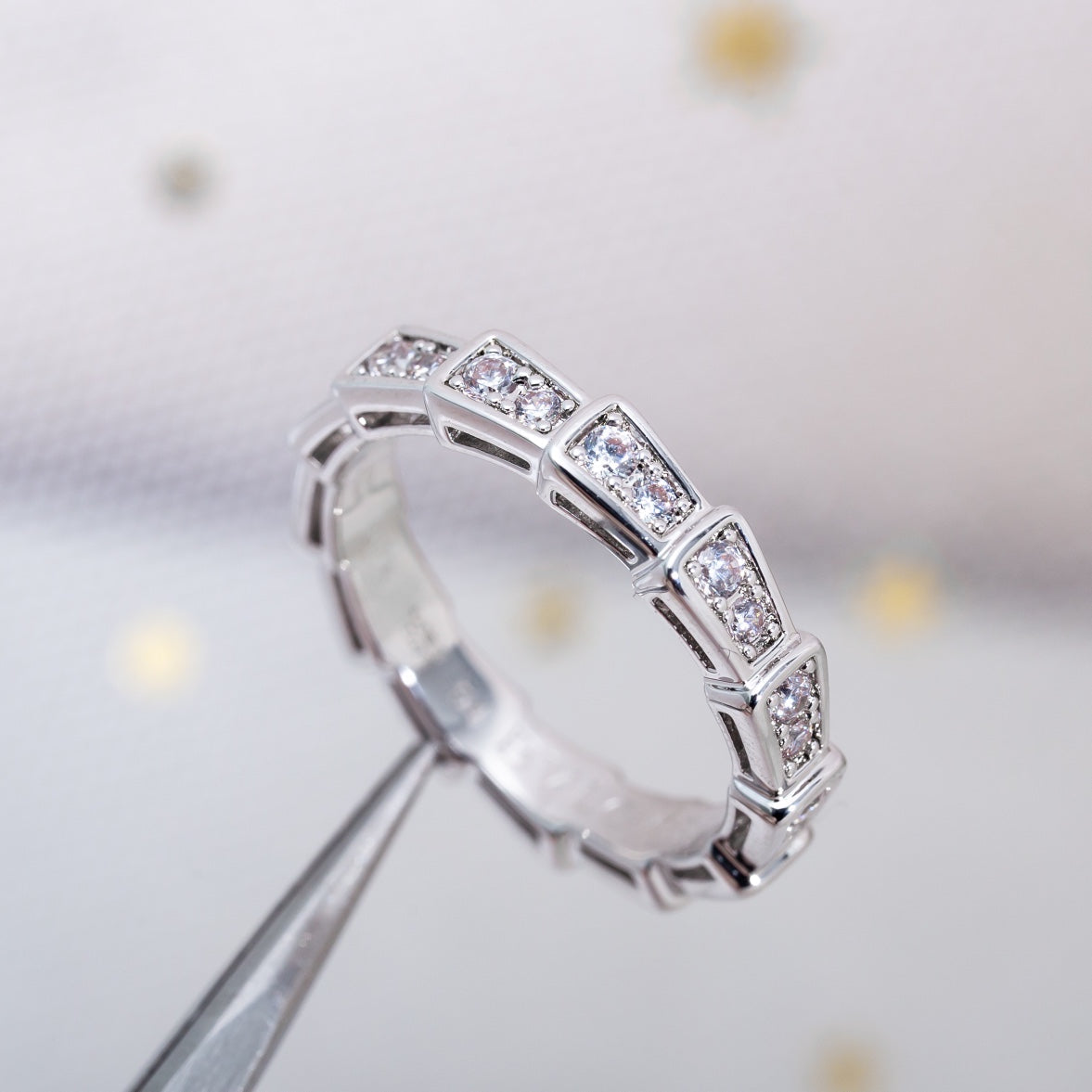 [Vellora Opalyn]SERPENTI RING SILVER DIAMOND PAVED 3MM