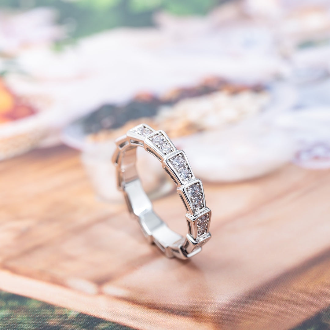 [Vellora Opalyn]SERPENTI RING SILVER DIAMOND PAVED 3MM