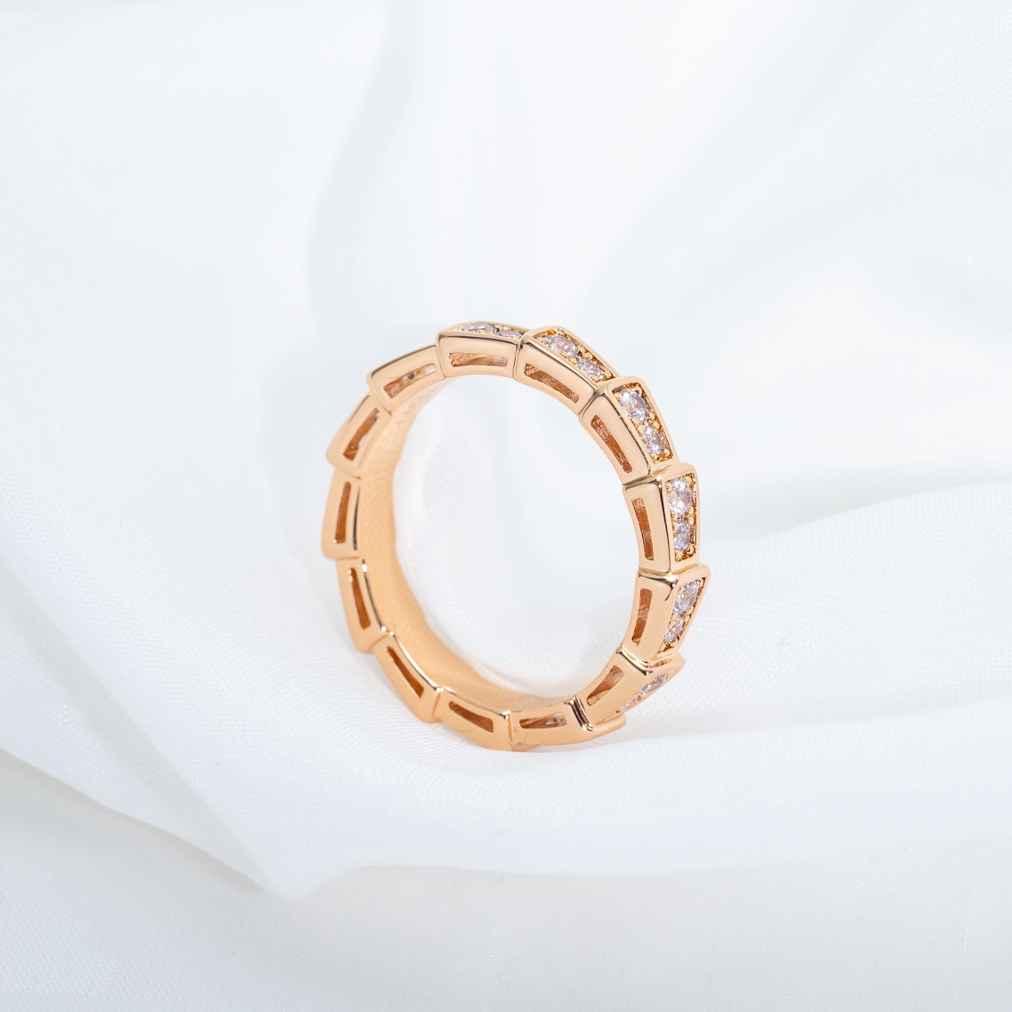 [Vellora Opalyn]SERPENTI RING PINK GOLD DIAMOND PAVED 3MM
