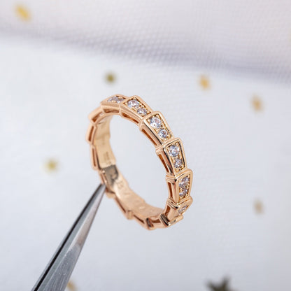 [Vellora Opalyn]SERPENTI RING PINK GOLD DIAMOND PAVED 3MM