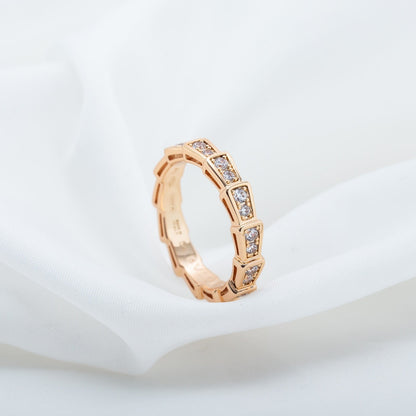 [Vellora Opalyn]SERPENTI RING PINK GOLD DIAMOND PAVED 3MM