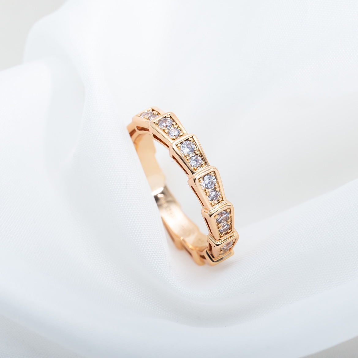 [Vellora Opalyn]SERPENTI RING PINK GOLD DIAMOND PAVED 3MM