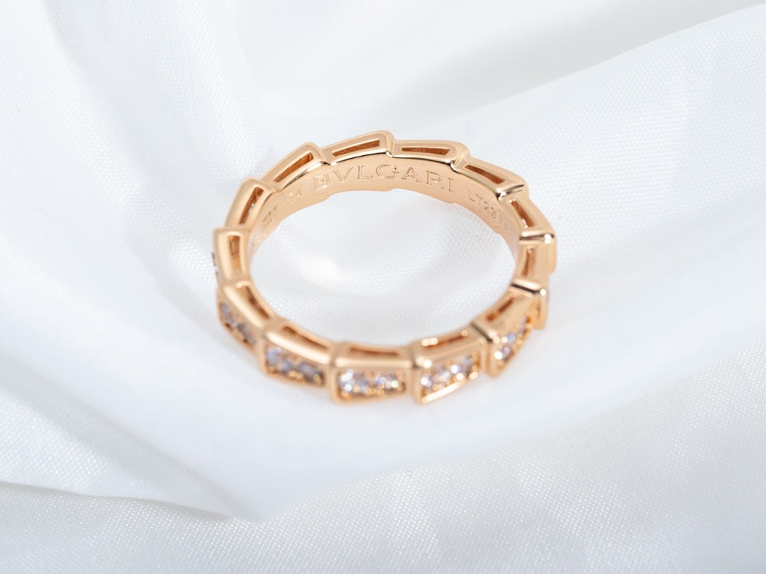 [Vellora Opalyn]SERPENTI RING PINK GOLD DIAMOND PAVED 3MM