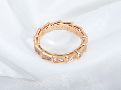 [Vellora Opalyn]SERPENTI RING PINK GOLD DIAMOND PAVED 3MM