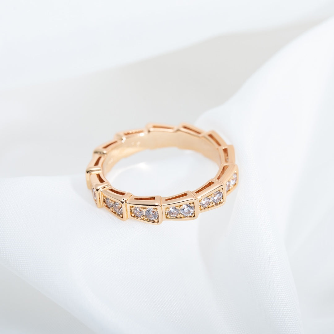[Vellora Opalyn]SERPENTI RING PINK GOLD DIAMOND PAVED 3MM