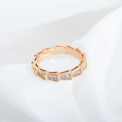 [Vellora Opalyn]SERPENTI RING PINK GOLD DIAMOND PAVED 3MM