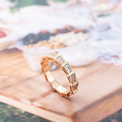 [Vellora Opalyn]SERPENTI RING PINK GOLD DIAMOND PAVED 3MM