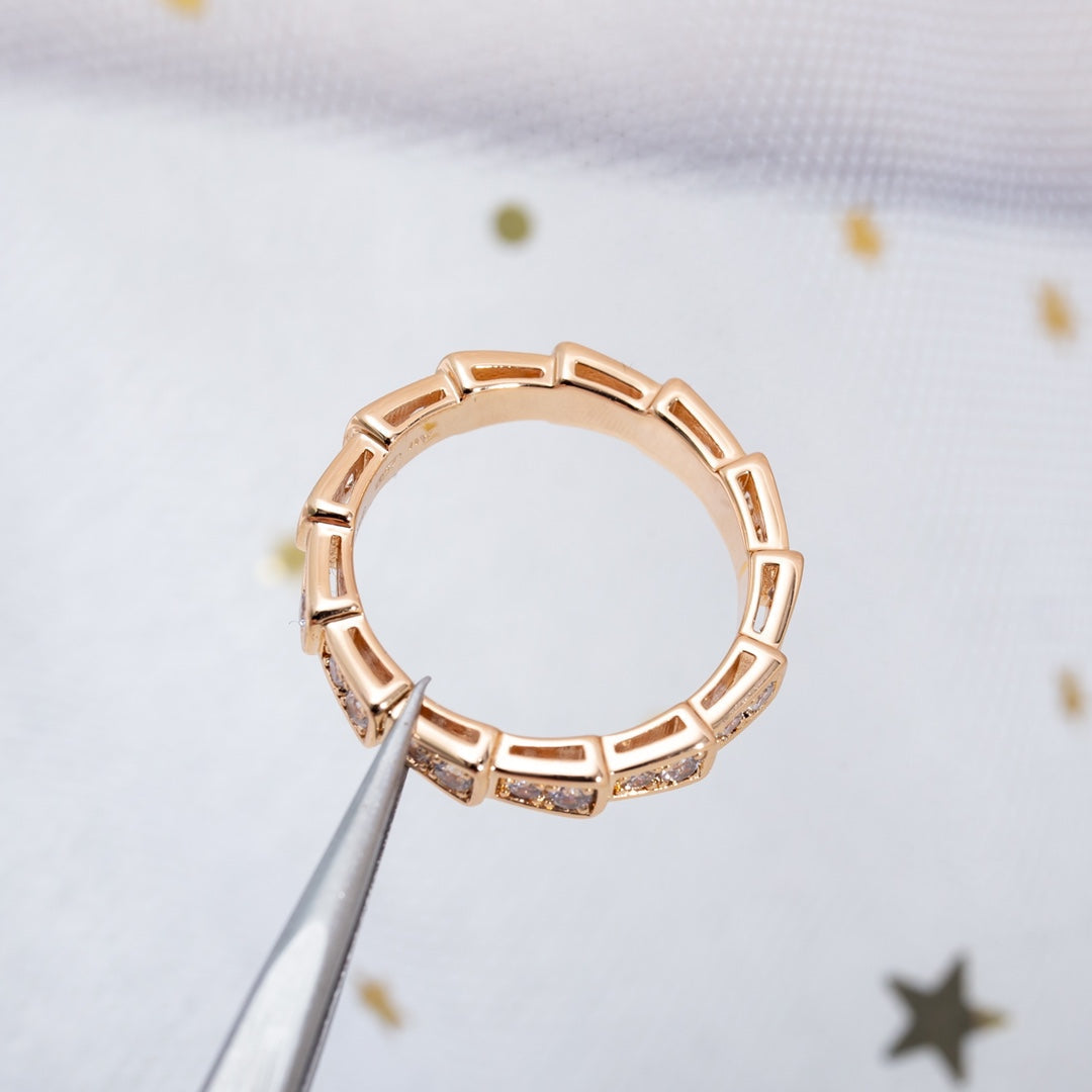[Vellora Opalyn]SERPENTI RING PINK GOLD DIAMOND PAVED 3MM