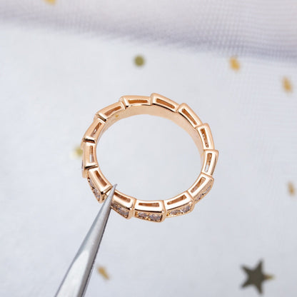 [Vellora Opalyn]SERPENTI RING PINK GOLD DIAMOND PAVED 3MM