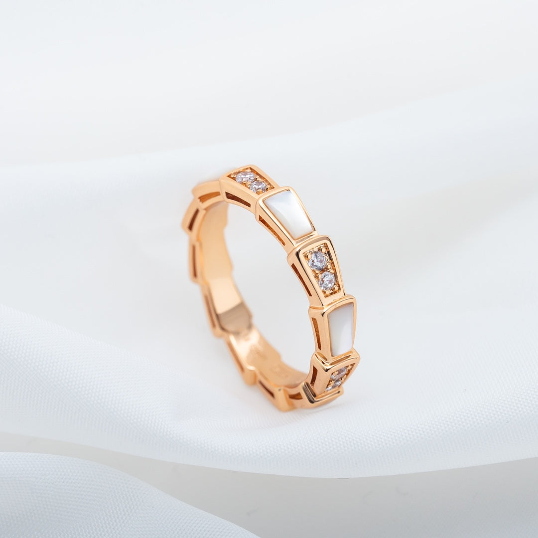 [Vellora Opalyn]SERPENTI RING PINK GOLD DIAMOND MOP 3MM