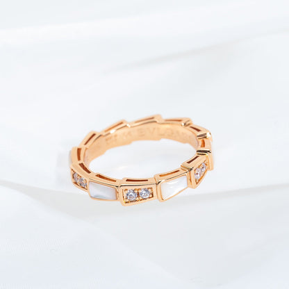 [Vellora Opalyn]SERPENTI RING PINK GOLD DIAMOND MOP 3MM
