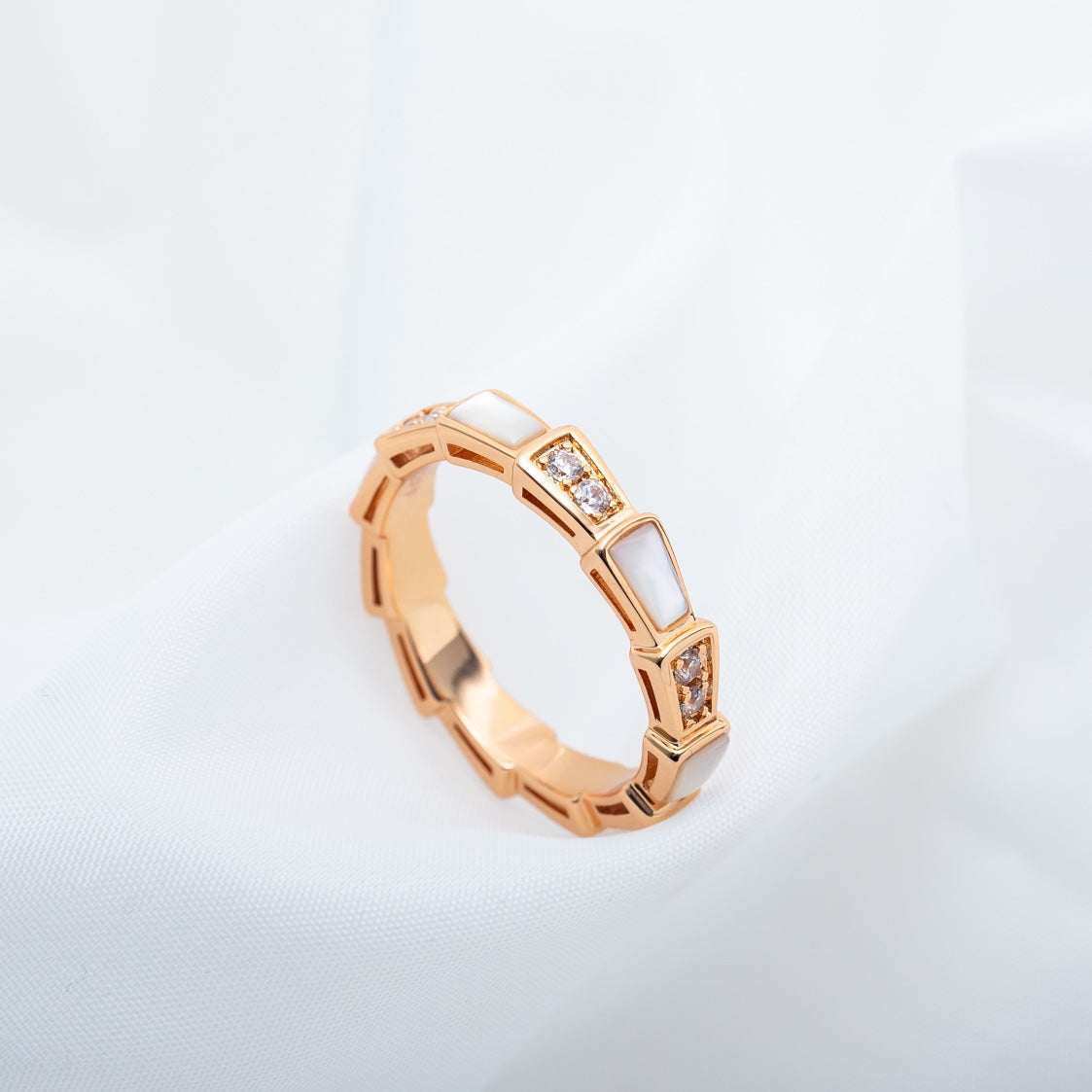[Vellora Opalyn]SERPENTI RING PINK GOLD DIAMOND MOP 3MM