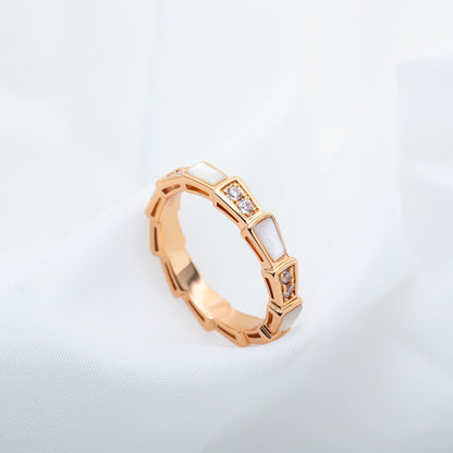 [Vellora Opalyn]SERPENTI RING PINK GOLD DIAMOND MOP 3MM