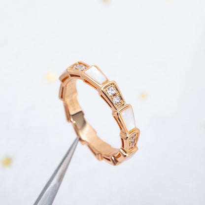 [Vellora Opalyn]SERPENTI RING PINK GOLD DIAMOND MOP 3MM