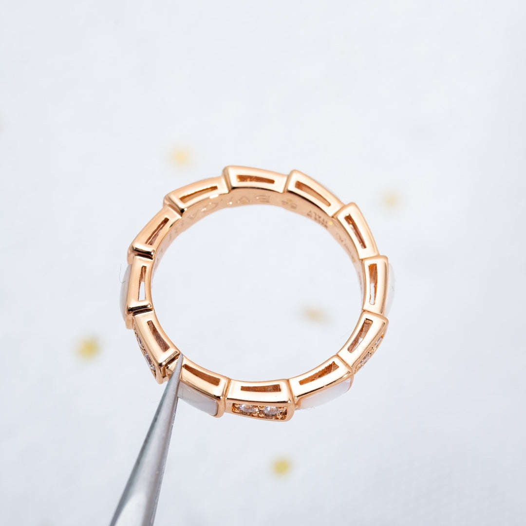 [Vellora Opalyn]SERPENTI RING PINK GOLD DIAMOND MOP 3MM